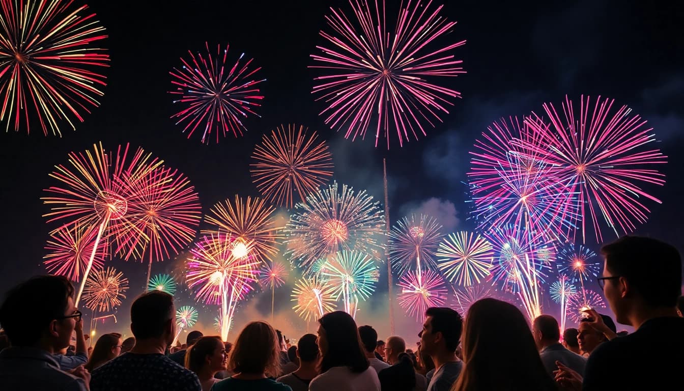 Experience the excitement of wholesale fireworks lighting up the night sky with vibrant colors.