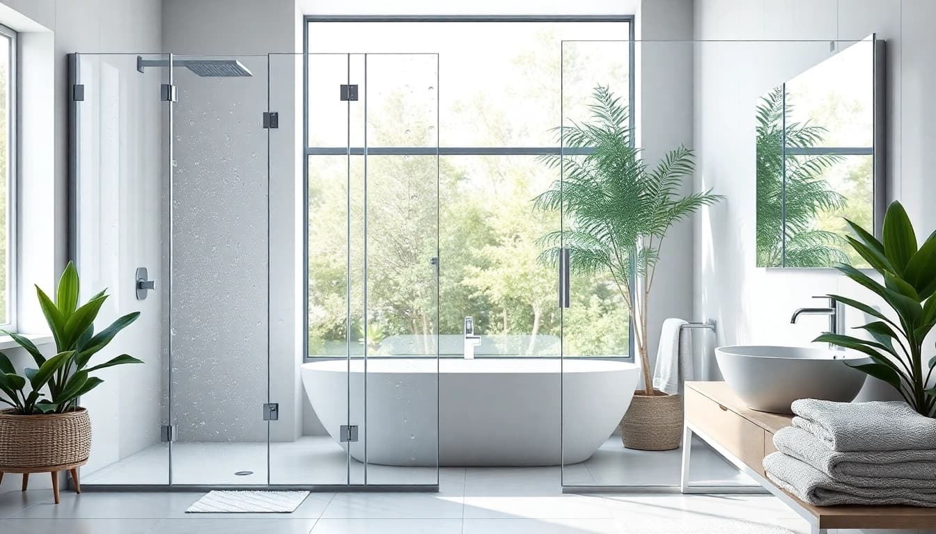 View modern shower screens for walk in showers with stylish design and elegant details in a contemporary bathroom.
