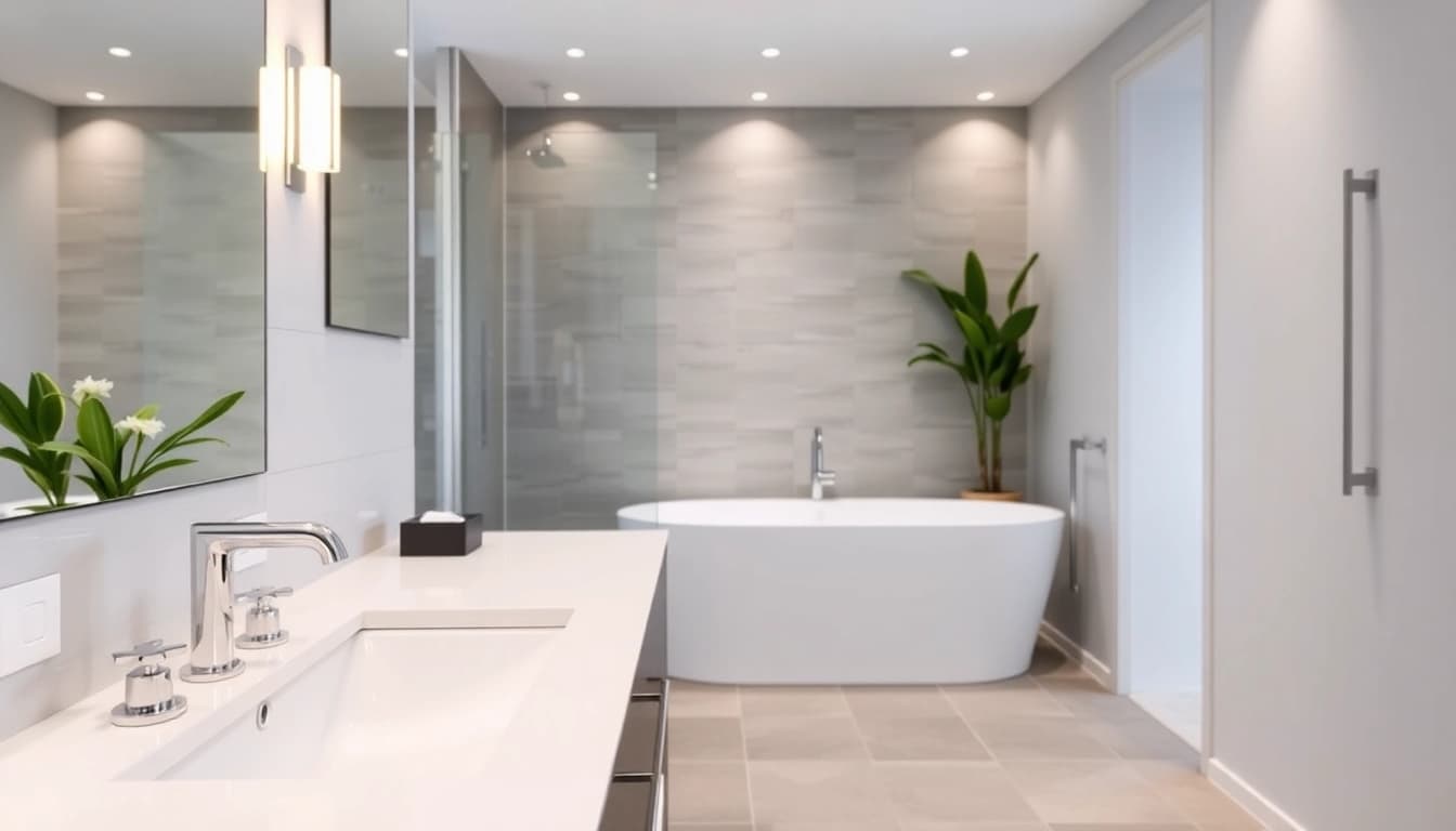 Professionally designed bathroom installation Manchester featuring elegant fixtures and modern design elements.