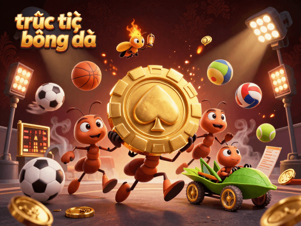 Experience trực tiếp bóng đá with engaging elements and dynamic characters in a colorful 3D illustration.
