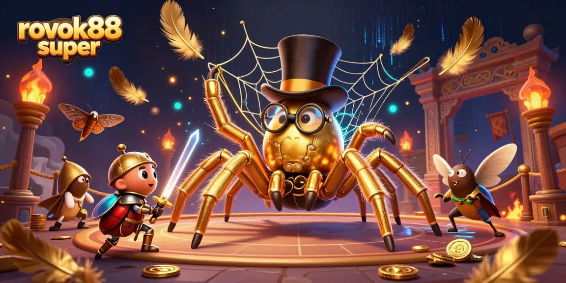 Engage in immersive gameplay with rokok88 super, featuring a golden tarantula and knight.