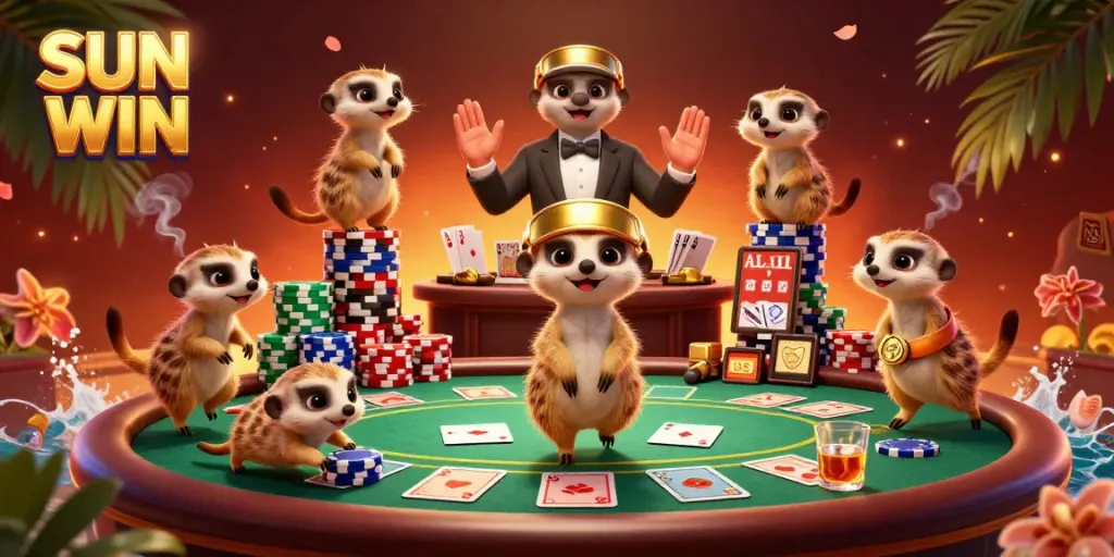 Experience the excitement at SUN WIN casino with clever meerkats running a lively gaming operation.