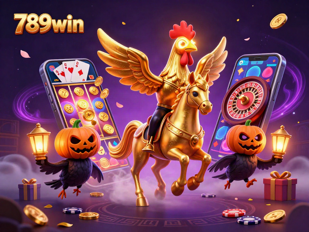 Spin vibrant slot games with 789win in an enchanting midnight casino scene, showcasing dynamic gaming elements.