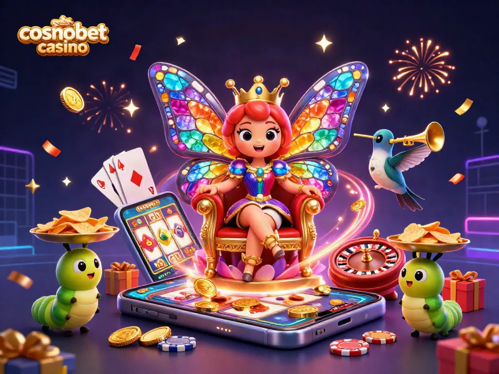 Experience exciting gameplay at Cosmobet Casino with vibrant 3D characters and gaming elements!
