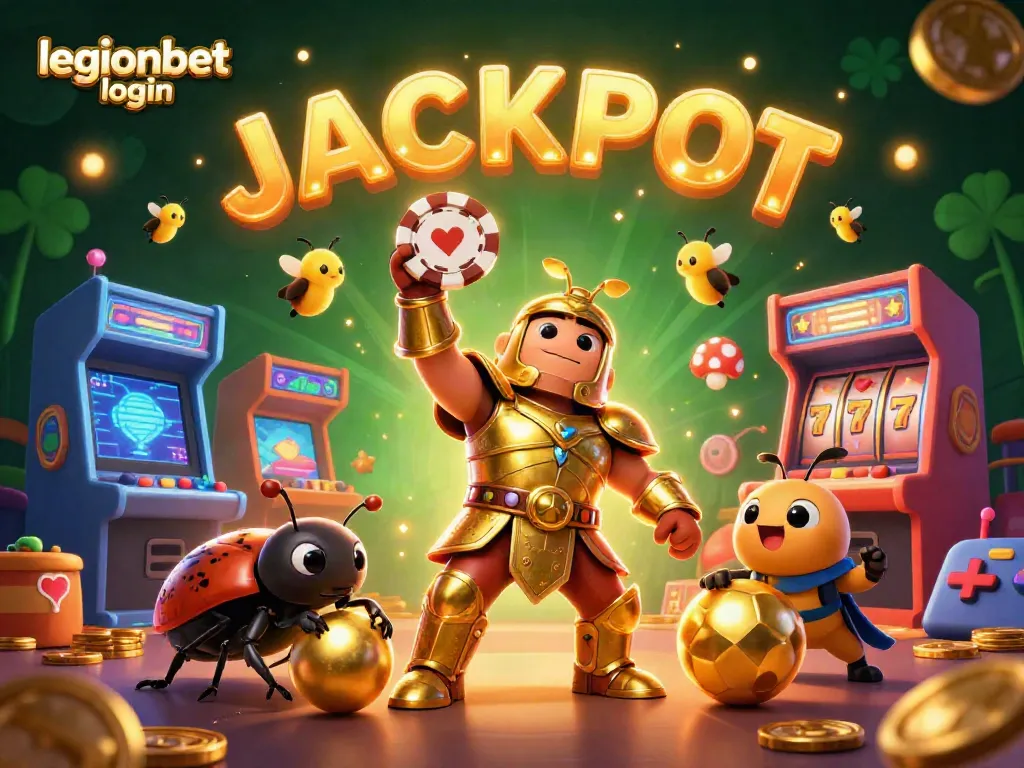 Engage with legionbet login in this vibrant casino scene featuring beetles and dazzling elements.
