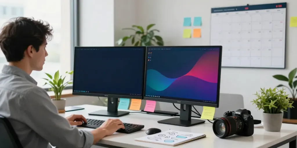 Instant indexing strategies in a digital marketing office setup, showcasing SEO dashboards and reports.
