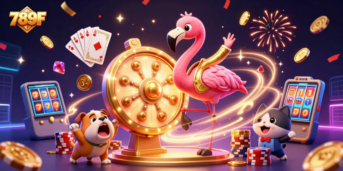 Engage in thrilling gameplay at 789F with a vibrant 3D casino scene showcasing exciting prizes and action.