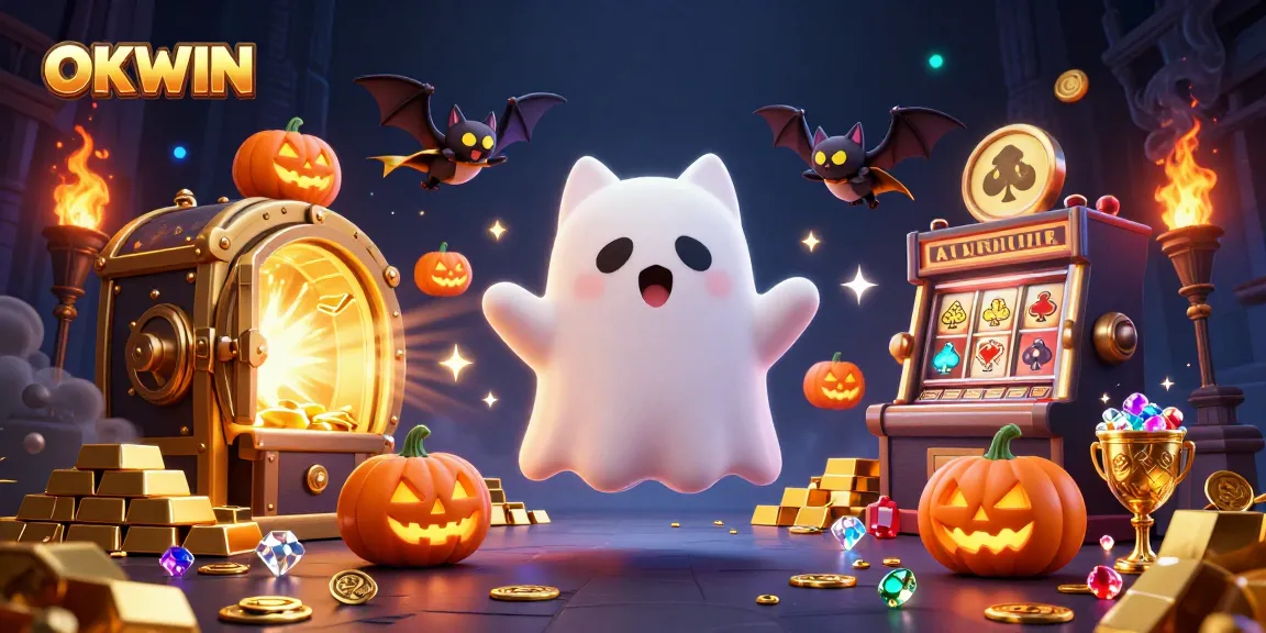 Engage with OKWIN's enchanting ghost cat in a haunted casino adventure filled with treasures and surprises.
