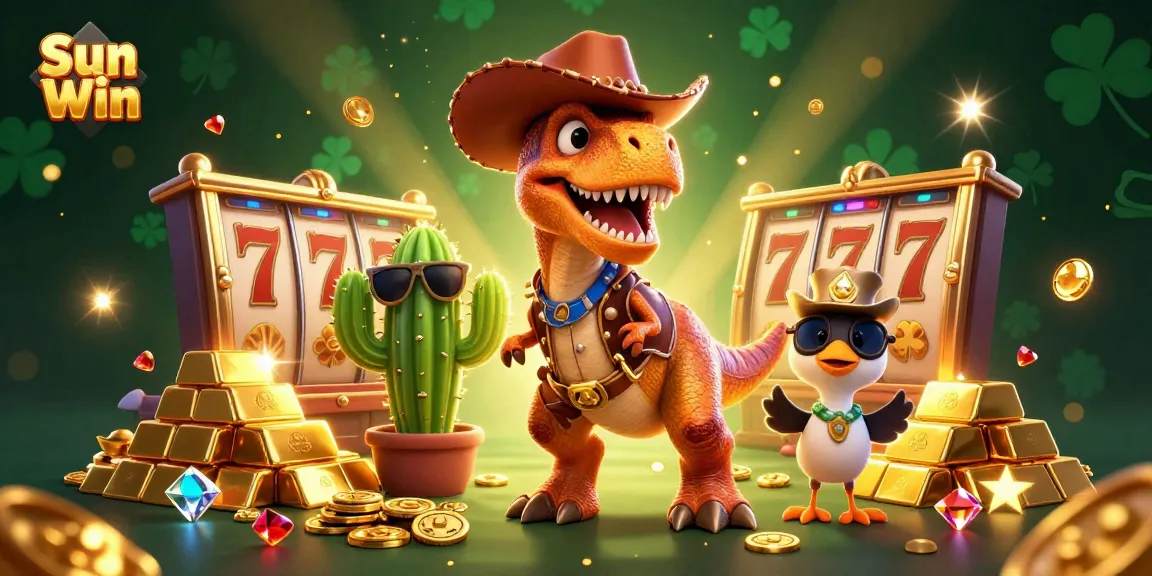Experience the excitement of Sun Win's online casino games with this vibrant 3D illustration.