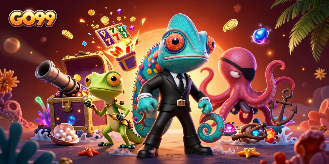 Win big with GO99 at this vibrant casino underwater world featuring dynamic 3D characters and treasures.