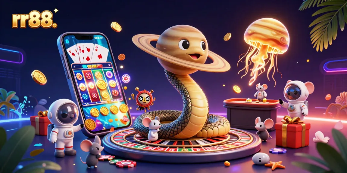 Explore the exciting gambling world with rr88. in a dynamic casino-themed scene.